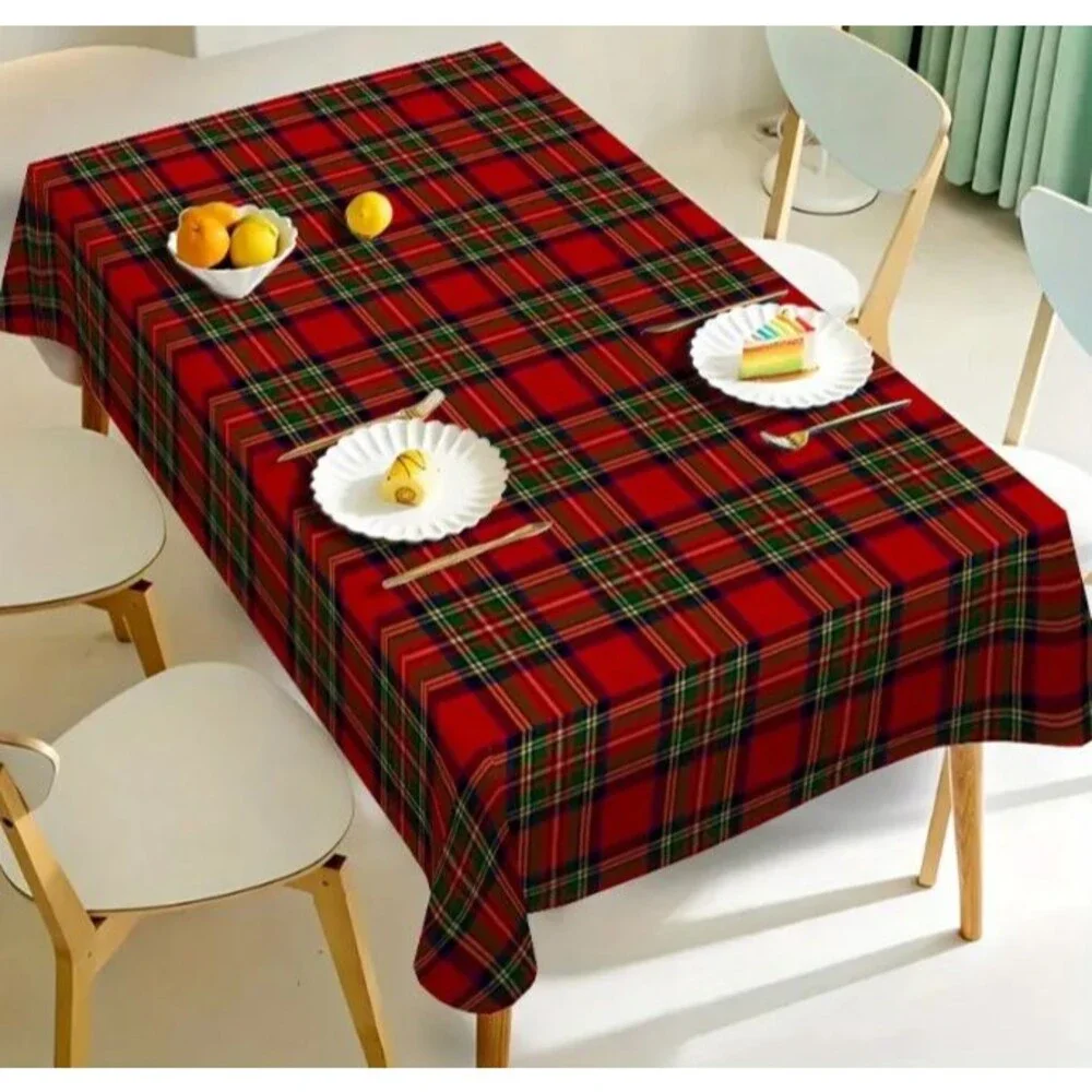 Tablecloth 55x70in Red Plaid Polyester Waterproof Outdoors Christmas Winter